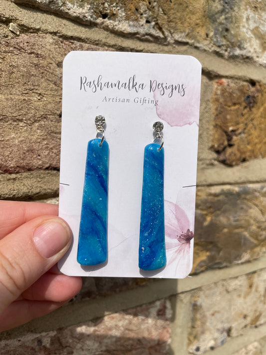 Ocean Blue  Long Dangle Earrings