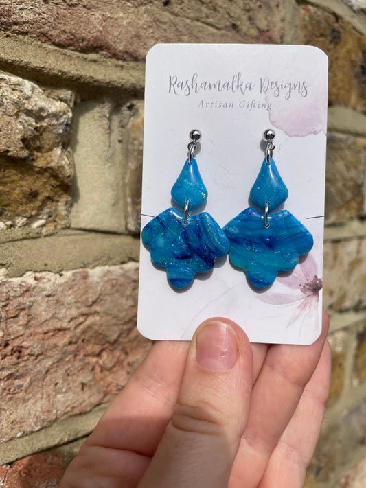 Ocean Blue Long Dangle Earrings