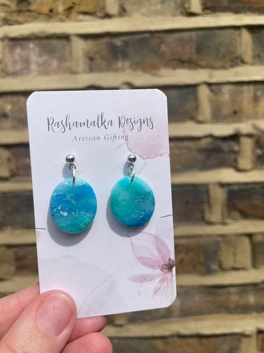 Aqua Marble-Inspired Small Oval Earrings