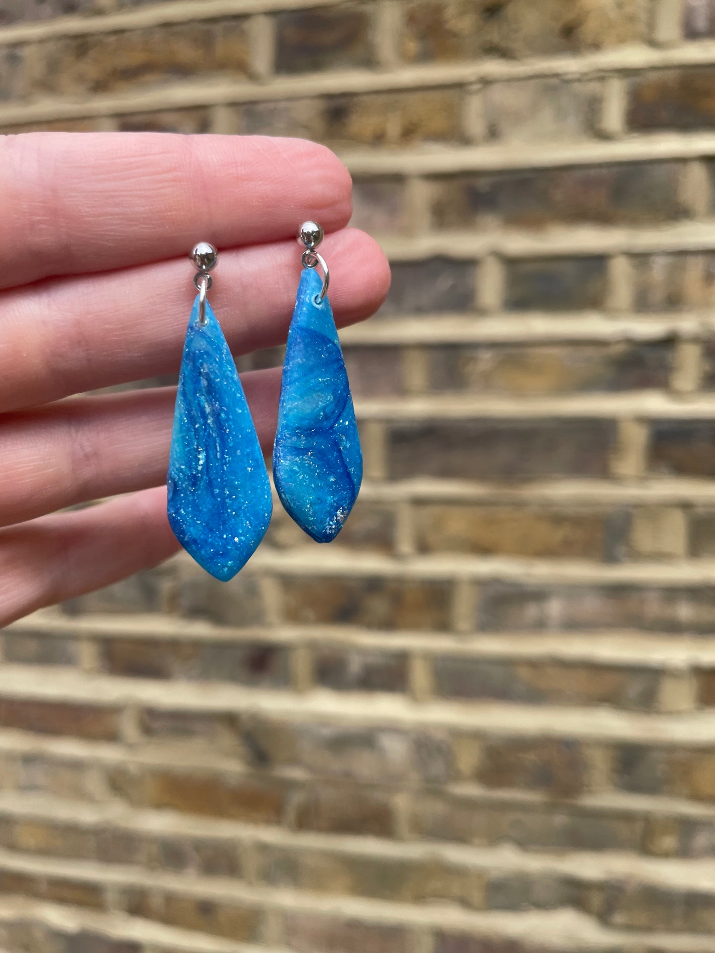 Ocean Blue Large Teardrop Earrings