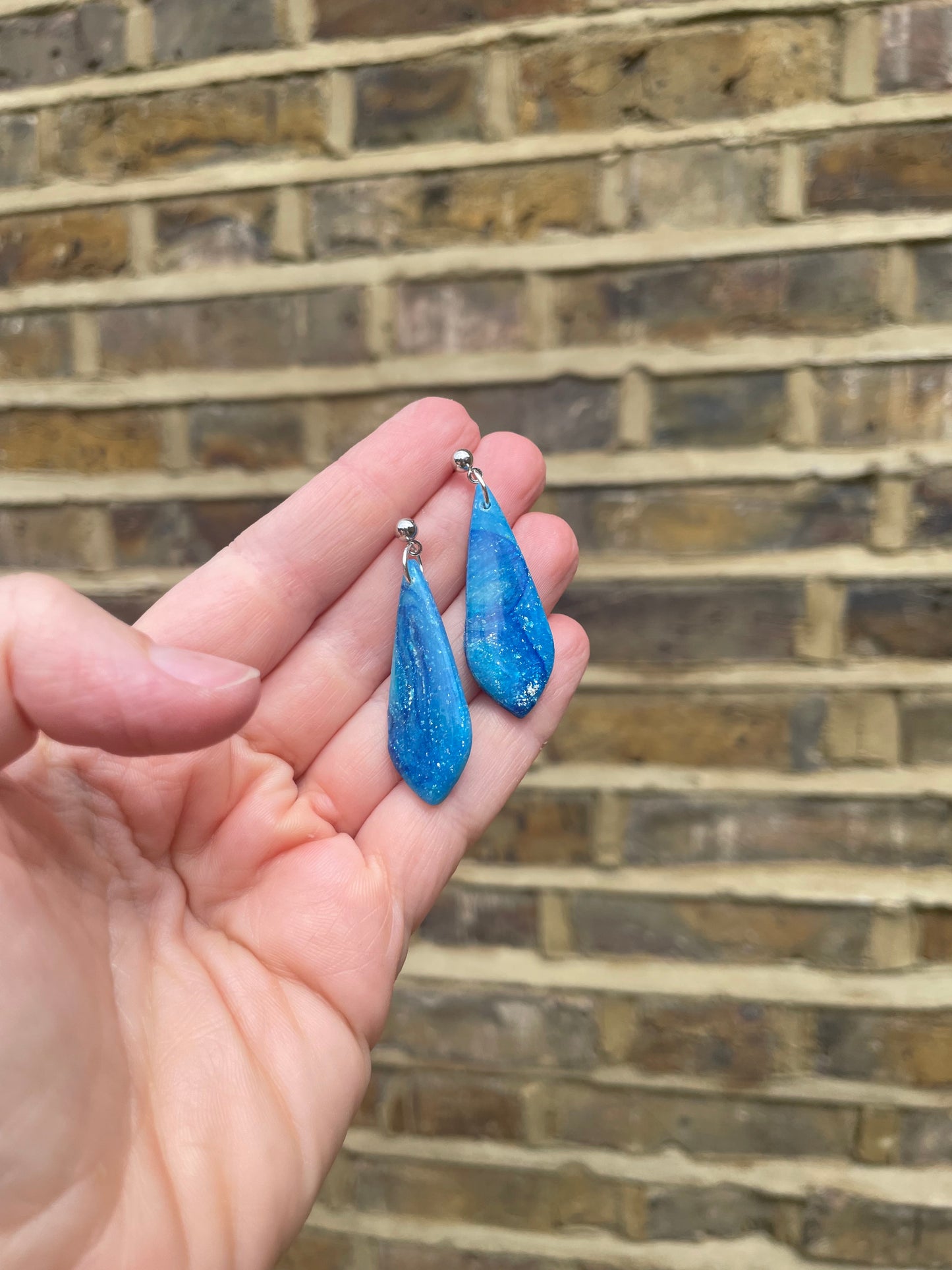 Ocean Blue Large Teardrop Earrings