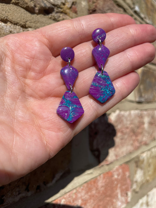 Deep Purple Trapezoid Dangles