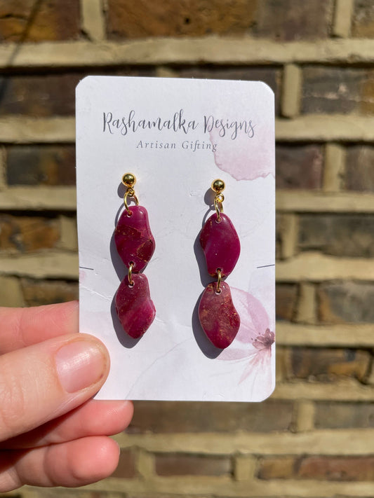 Cherry Red pebble Dangles