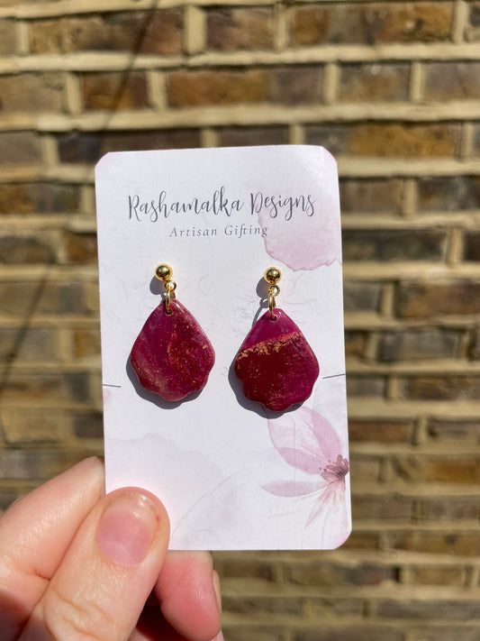 Cherry red Scallop edge Dangles