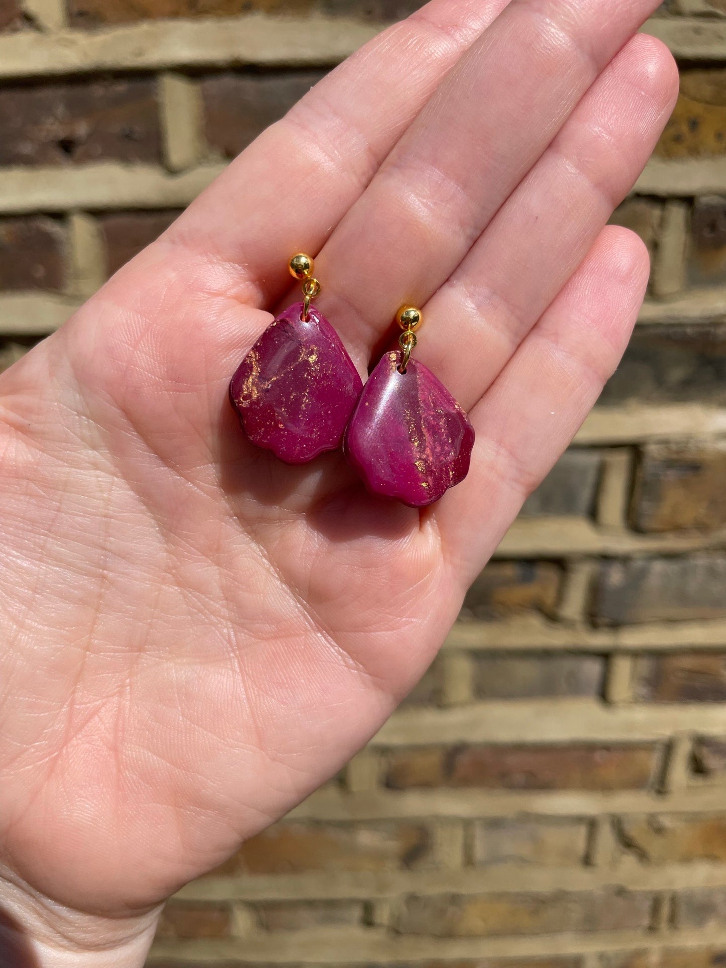 Cherry red Scallop edge Dangles